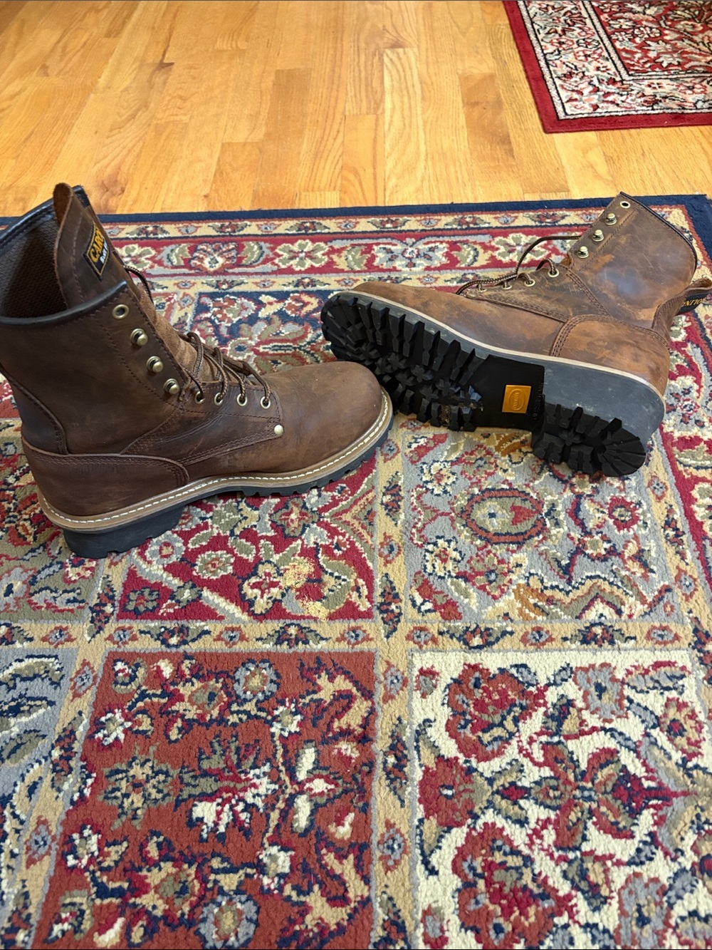 Carolina Men's Brown Logger Leather Work Boots - Rugged Lace-Up Safety - Picture 3 of 5